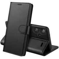 Coque pour Xiaomi Redmi Note 13 PRO PLUS 5G - Portefeuille Noir Rabat Clapet Aimanté Rangement Cartes Phonillico®