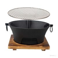 Barbecue à charbon portable - S - foyer, cheminée, grille de cuisson - blanc