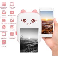 Mini Imprimante Photo Péripage Haute Résolution Sans Fil pour Bluetooth Téléphone Portable de Poche (Rose)-ALI