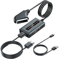 Convertisseur péritel mâle vers HDMI pour avec sortie péritel femelle et Câble USB pour DVD/STB/VHS/VCR/Sky. Plug & Play.