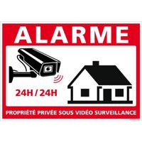 Panneau Alarme Propriété Privée sous Vidéo Surveillance  24h/24Plastique PVC 1 mm105 x 75 mm 105 x 75 mm Plastique PVC 1 Mm