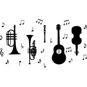 Stickers portée musicale Ref: T-MK166 Noir 124x225 cm 4 PARTIES - Cdiscount  Instruments de musique