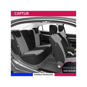 Easeadd Housses De Siège Cuir Sur Mesure Pour Renault Captur 2 (2020-2022) - Noir - Modèles Life, Zen, Intens, Business, RS-Line, Initiale Paris