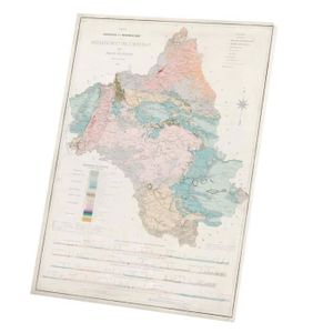 OBJET DÉCORATION MURALE Tableau Décoratif  Aveyron Carte Géologique Département Carte Ancienne France Région (30 cm x 40 cm)