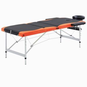 TABLE DE MASSAGE - TABLE DE SOIN LIU-7329026825682-Table de massage pliable 3 zones Aluminium Noir et orange