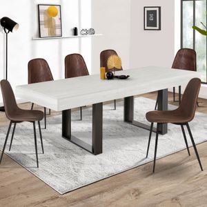 TABLE À MANGER SEULE Table à manger extensible rectangle PHOENIX 6-10 personnes bois gris 160-200 cm