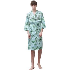 PYJAMA Homme Peignoir de Bain Couple Pyjamas Longue Soie de Glace Cool Chemise de Nuit Respirant Mince Robe de Chambre Grande Taille Vert