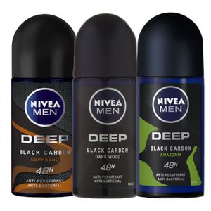 DÉODORANT 3 x Nivea Men Deep Assorti Mixte Deodorant Antisud