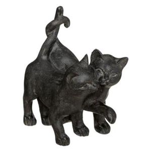 Statue en résine - Gythio - Chat noir et blanc jouant - Flora Déco