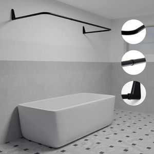 Barre de douche angle,tringle à rideau de douche en forme de l  extensible,tringle à rideau de douche baignoire en forme de sa[A302] -  Cdiscount Maison