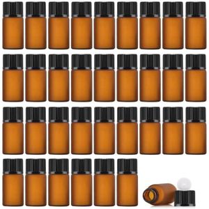 BOUTEILLE - FLACON Enslz Lot de 50 mini flacons vides rechargeables en verre ambré pour huiles essentielles, marron, 3ml71