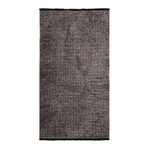 TAPIS DE COULOIR MILANO Tapis tissé plat coton noir et reflet lumière 80 x 150 cm Gris Anthracite
