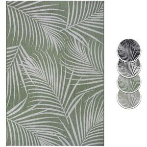 TAPIS D’EXTÉRIEUR Tapis de couloir en tissu plat Sumatra - TRAHOO - Vert/Crème - 160x230 cm - Motifs floraux