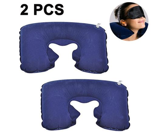 Lot De 2 Oreillers Gonflables Ultra Légers TPU Noir – Coussin Camping, Voyage, Randonnée 44x30x10 Cm