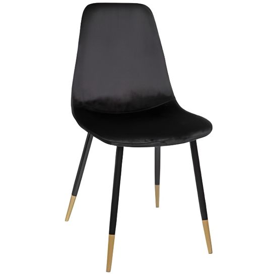 Chaise en velours - AC-DÉCO - Tyka - Noir - Style scandinave moderne - Pieds dorés