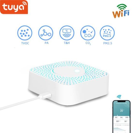 Type A-Tuya-Capteur de détecteur en temps réel Smart Air 007 Keeper, Wifi,  6 en 1, moniteur de distance PM2, - Cdiscount Bricolage