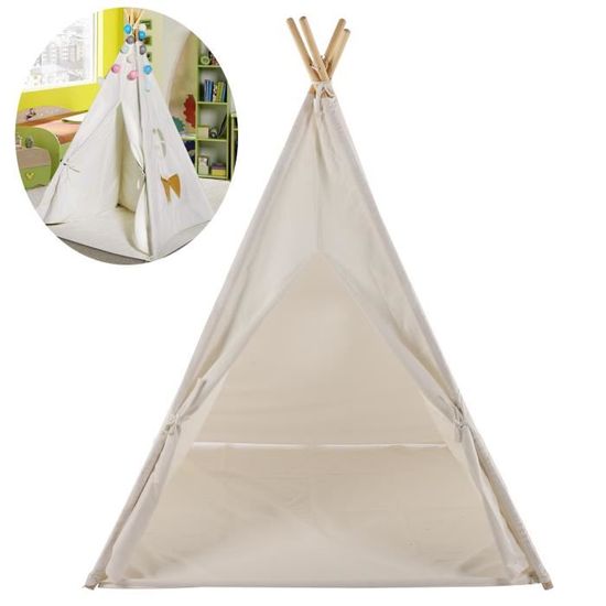 Tente Tipi Jaune pour Enfants – Maison de Jeu Pliable en Coton et Lin – Badaboum et Cacahuète