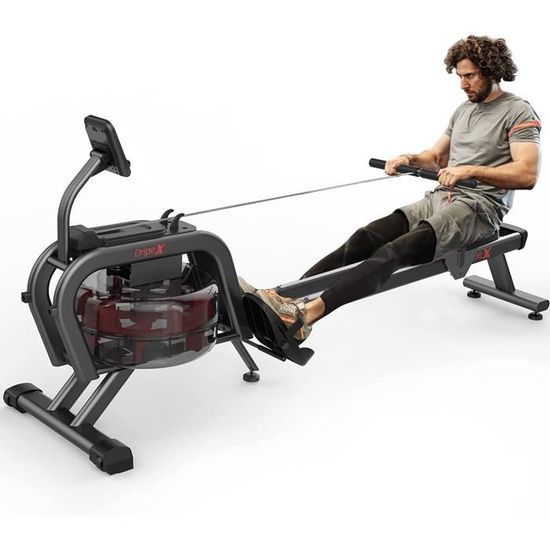 JOROTO Rameur à Usage Domestique, Rameur Pliable En Bois De Chêne, 28L Agrandissement Du Réservoir D'eau, Capacité De Poids 158KG Avec Moniteur Bluetooth, Support Pour Téléphone Et Tablette