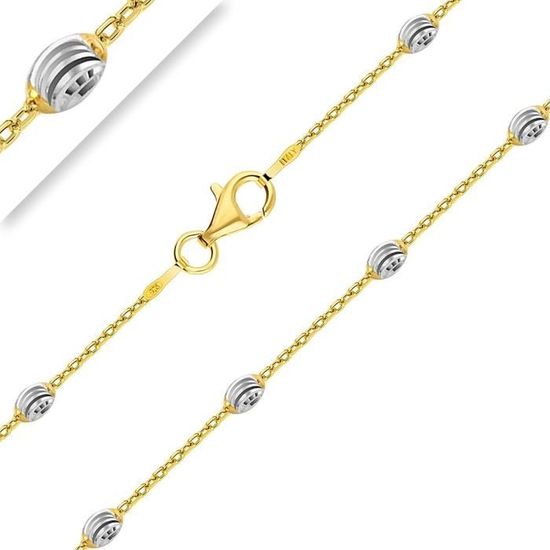 Bracelet Chaîne Maille Boules émaillées Noir - Plaqué Or - Neuf Avec étiquettes - Sans Marque