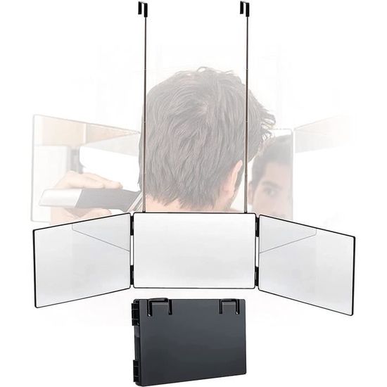 Miroir 3 faces pliable avec crochet Self Cut Mirror Noir Verre et ABS 34cm Cdiscount