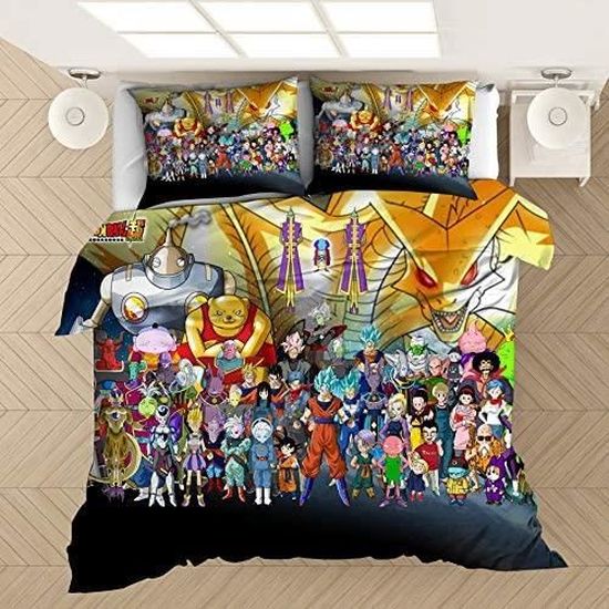 Parure De Lit Dragon Ball Z Imprimé 3D - 3 Pièces En Microfibre Super Douce - Housse De Couette Et Taies D'Oreiller - Taille Single à Super King - 9