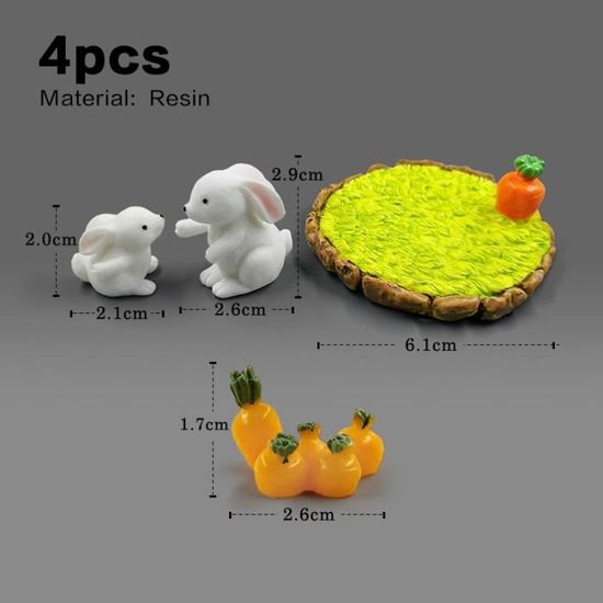 4pcs manger la lapin - Figurine de pâques lapin blanc, Micro