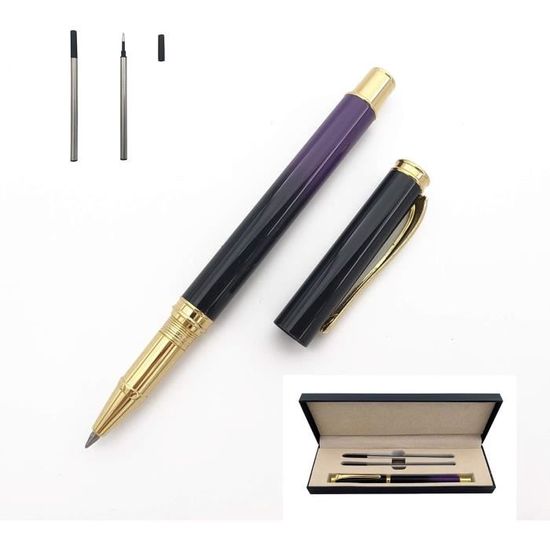 Stylo À Bille En Métal Avec 2 Recharges Noires Pour Bureau, Collègues ...