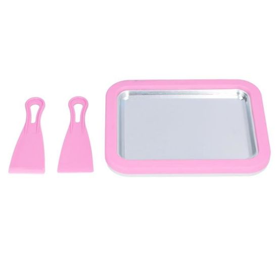 Machine à Yaourt Frit Et Crème Glacée Roulée - Acier Inoxydable, Sans Électricité, Avec 2 Spatules (Rose)