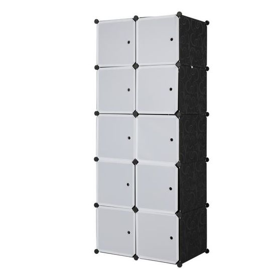 Armoire de rangement 10 compartiment armoire penderie,taille 35*45cm,armoire Rubik's cube avec 1 tringles à linge DIY armoire enfant
