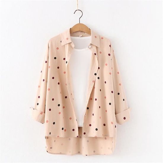 Chemise à manches longues pour femmes, 100% coton,... - Grandado