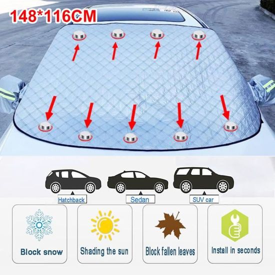 Acheter SEAMETAL – couverture de pare-brise de voiture d'hiver, pare-soleil  automatique, protection contre la neige, le gel et la glace avec bande  réfléchissante, accessoires de voiture