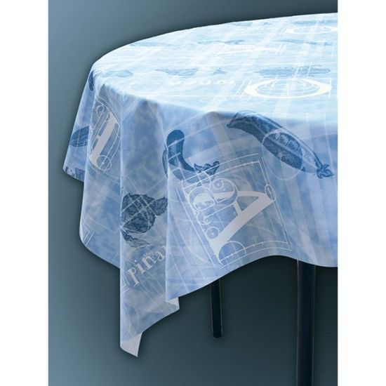 Toile Cirée DOULITO Au Mètre – Fruits Sur Fond Bleu – Largeur 140 Cm – Plastique