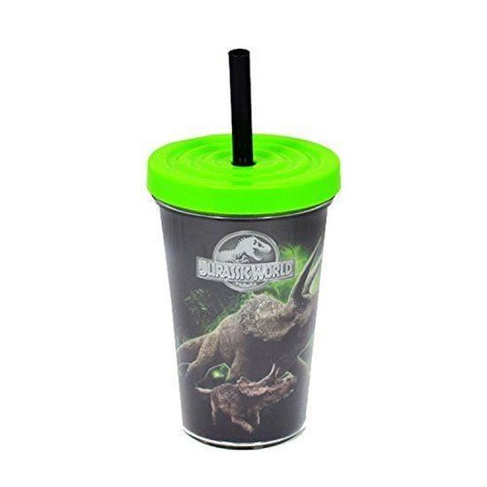 Joy Toy Jurassic World Bicchiere A Lattina 300 Ml – Con Cannuccia, Isolato, Multicolore