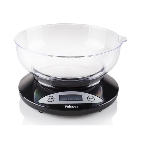 Balance de cuisine électronique Tristar - 2 kg - Graduation 1 g - Bol mesureur inclus