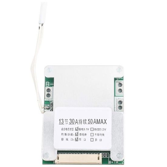 Carte De Protection BMS 13S 48V 30A Pour Batterie Lithium-ion - Protection Surcharge, Décharge, Court-circuit - Pour Vélo électrique, Scooter, Onduleur - 2