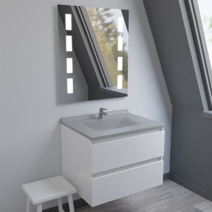 Meuble double vasque ARLEQUIN 140x55 cm avec plan vasque et miroir Prestige - Coloris au choix