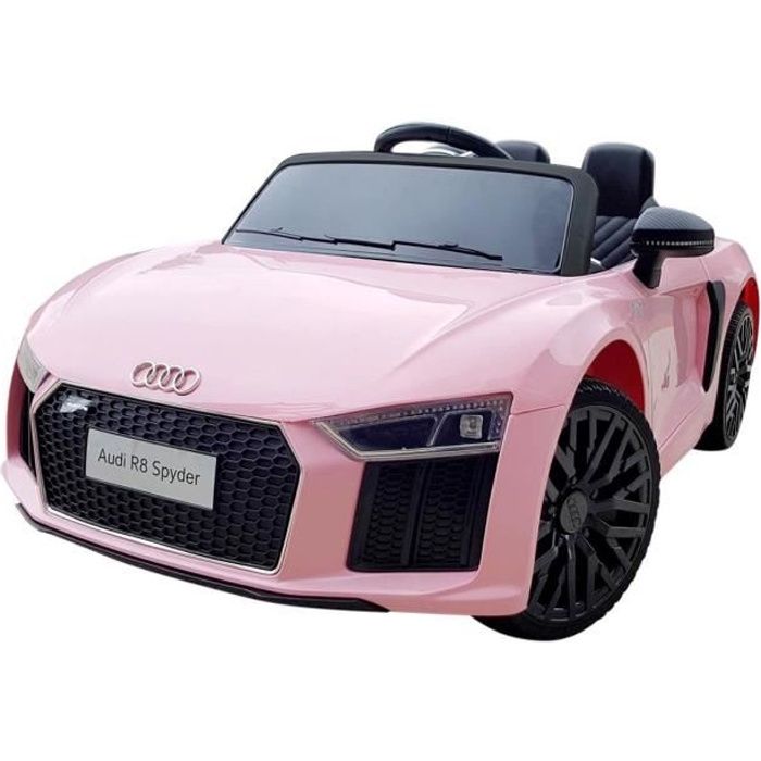 Audi R8 Spyder licence pour enfants et filles Rose - Voiture électrique pour enfant avec batterie 12v et télécommande