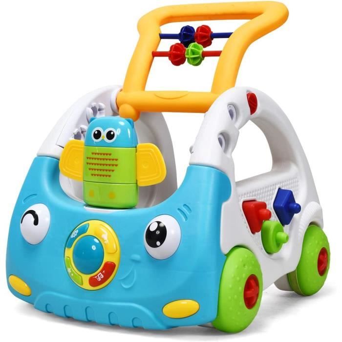 COSTWAY Trotteur Parlant 2en1 pour Bébé de 6-36 mois, Télécommande Intelligente Lumineux, Musical-Sonore Hauteur Réglable:33/37/46cm