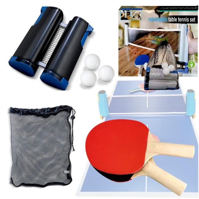 Raquettes de Ping-Pong Set Professionnel avec Filet de Ping-Pong, 2 Raquettes de Haute qualité, 3 Balles et 1 étui de Protection