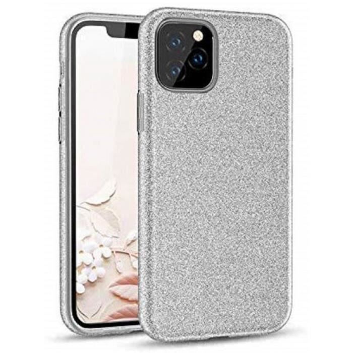 Coque iphone 12 /12 pro paillettes argent