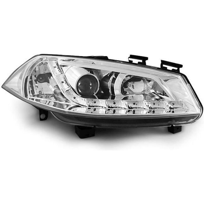 Paire de feux phares Renault Megane 2 02-05 Daylight led chrome (E15)