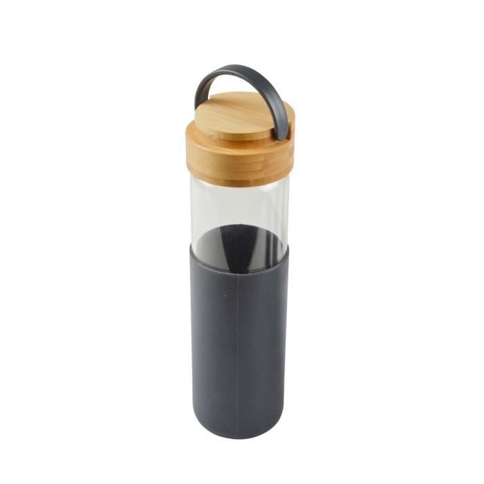 Gourde en verre et bambou Anthracite