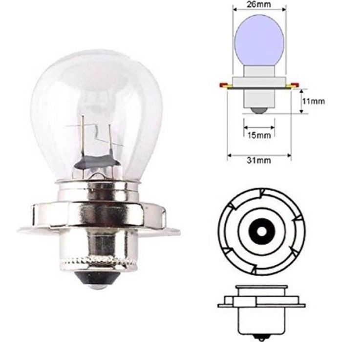 AMPOULE 12V 15W P26S PROJECTEUR MOTO SCOOTER MOBYLETTE CYCLOMOTEUR FEU AVANT PHARE