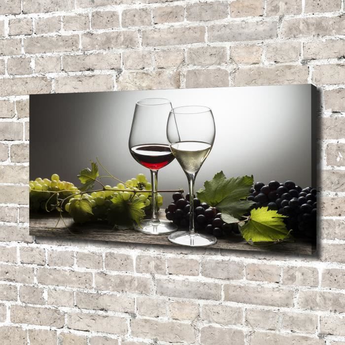 Tulup 140x70 cm art mural - Image sur toile:- Nourriture boissons - Vin Raisins - Rouge
