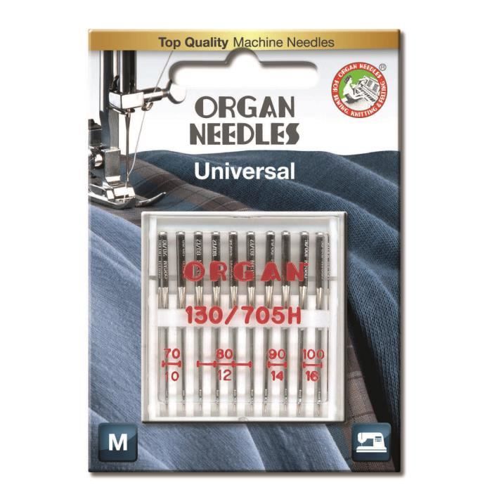 Organ Aiguilles pour machine à coudre, universelle, n° 70-100 Assortiment d'aiguilles, Paquet de 10 aiguilles