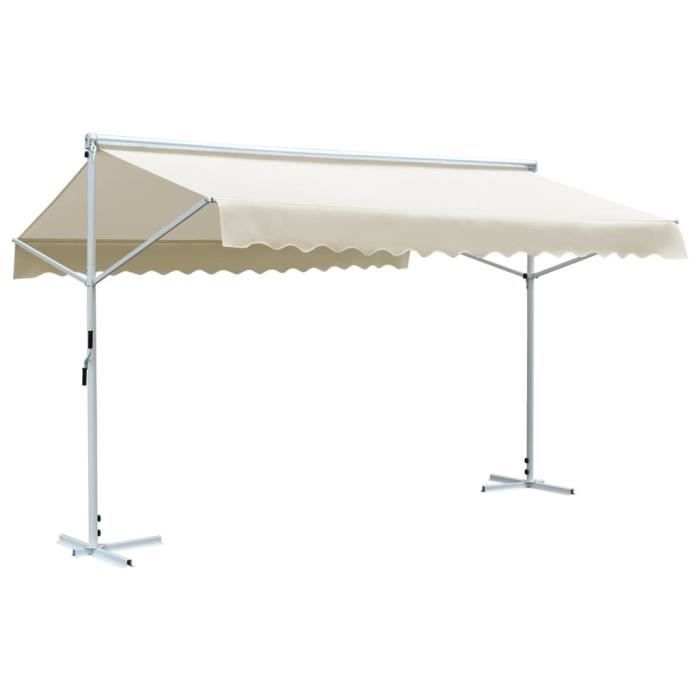 Auvent Parasol sur pied 4x3 m Crème