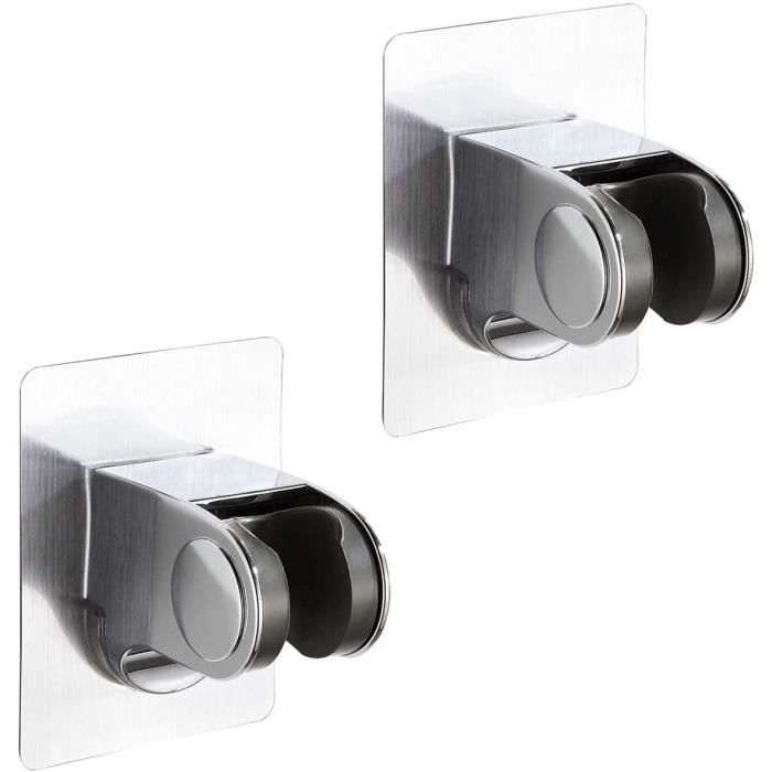 support de douche,support de pomme de douche mural autocollant, support pommeau de douche,angle réglable, super fort,étanche,2 pcs