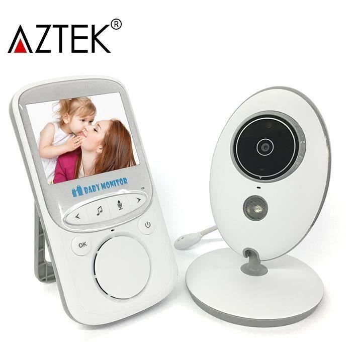 AZTEK BabyPhone moniteur numérique vidéo Sans fil 2.4 pouces avec couleur Night vision moniteur - camera surveillance bébé nocturne