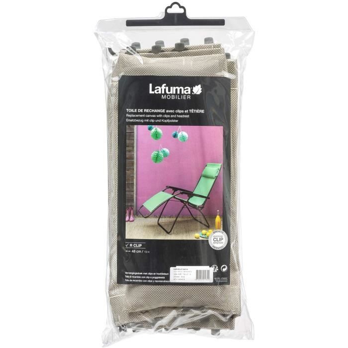 Transat jardin Lafuma Toile Batyline avec têtière pour relax R Clip, Couleur: Seigle, LFM2841-854847