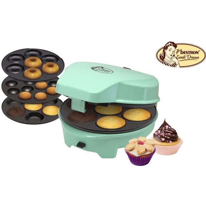 Bestron Appareil à gâteaux 3-en-1 Vert menthe 700 W ASW238